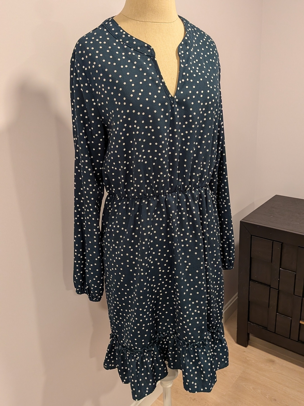 Polka Dot Long Sleeve Forest Green Dress